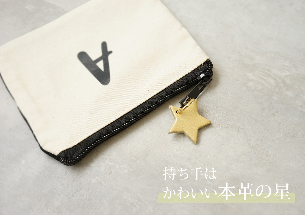 hoshinooto/ イニシャルミニポーチ・ティッシュケース★星チャーム付き