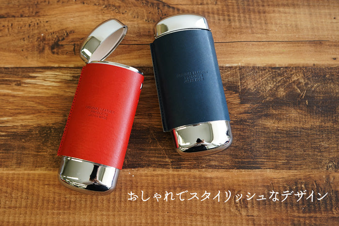 ジーンズ（栃木レザー）/筒形メタル メガネケース select